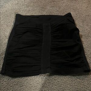 XCVI Elegant Black Ruched Midi Skirt